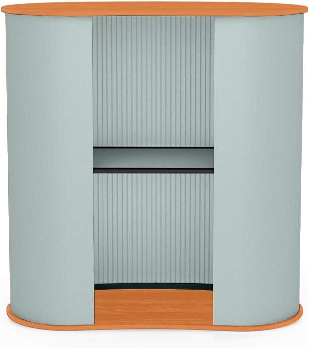 Vispronet Portable Trade Show Counter – 3ft Podium Countertop, Vendor Table with Silver Corrugated Plastic Sidewalls, Table Top Podium for Convention Booth Display, Carry Bag Included (Light Wood)