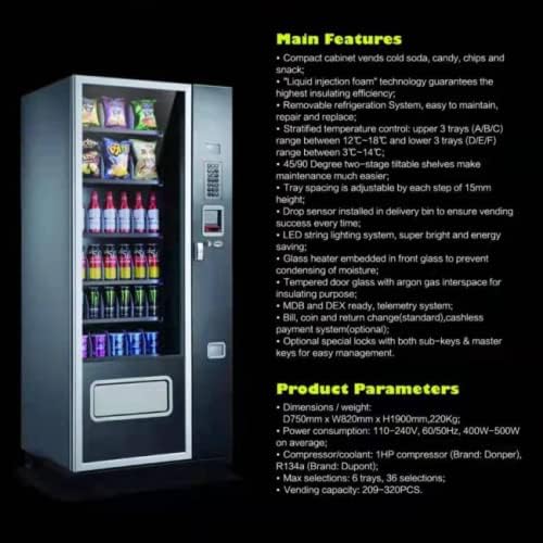 EPEX Refrigerated Beverage Combo Vending Machine with Stratified Temp Control