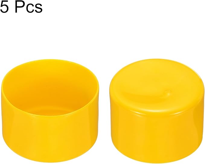 uxcell 5pcs Rubber End Caps 75mm(3 Inch) ID Vinyl PVC Round Tube Bolt Cap Cover Screw Thread Protectors Yellow