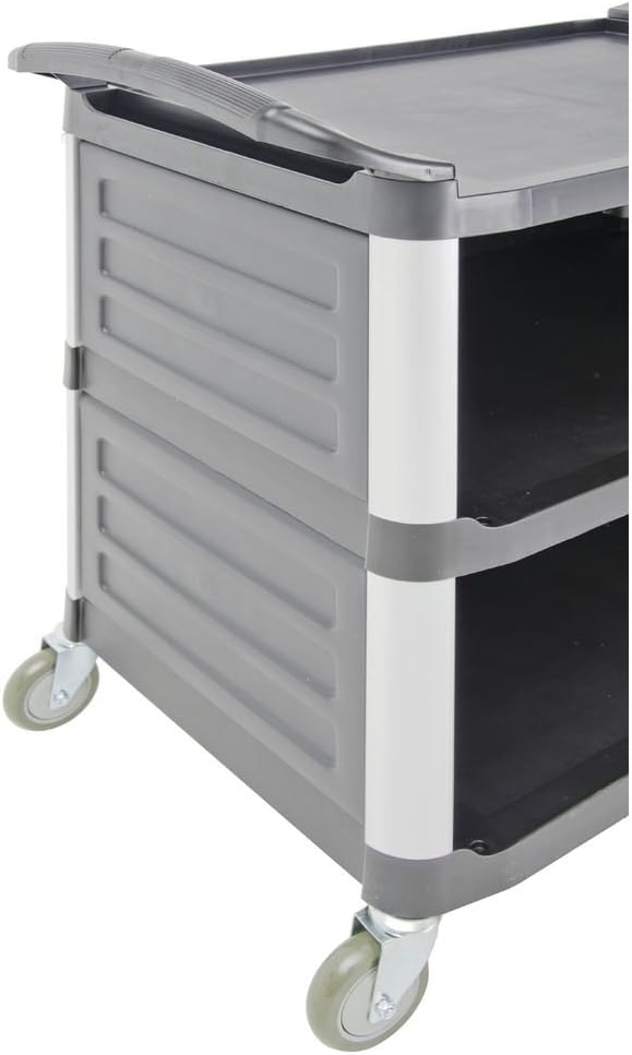 HUBERT Service Cart with Open Front Black Plastic - 38 1/2" L x 20 7/8" W x 36 5/8" H