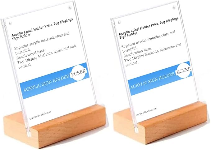 2 Pack Acrylic Label Holder Price Tag Displays Sign Holder Data Card Holder Table Top Sign Stand(90*60mm/3.54x2.36 inches)