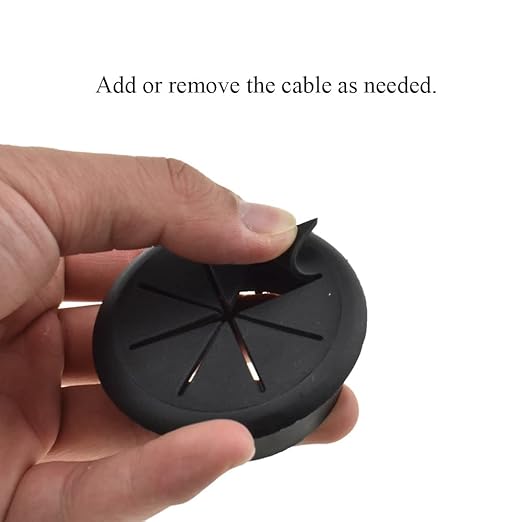 HAHIYO 2Pcs 2Inch/50mm Black ABS Plastic Eight-petaled Desk Grommet Wire Grommet Cable Management Cord Hole Cover Desk Wire Hole Insert Wire Organizer for Computer Office Home School Equipment Systems