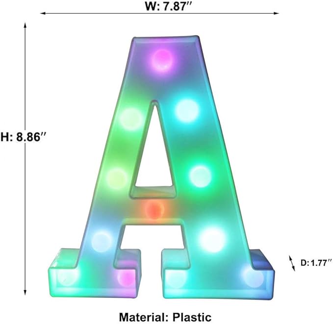Pooqla Colorful LED Marquee Letter Lights with Remote – Light Up Marquee Signs – Party Bar Letters with Lights Decorations for the Home - Multicolor A