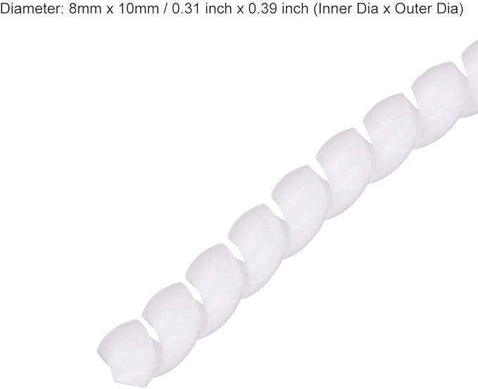 uxcell Flexible Spiral Cable Wrap Wire Cord Wraps Management Sleeve 8mm x 10mm Computer Wire Manage Cord 3 Meters Length White