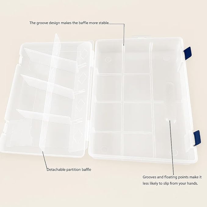 3pcs Clear Storage Small Parts Organizer Box Storage Bin With Dividers Multi Compartment for Beads Art DIY Tackle Box Organizer (CM-10 compartments)