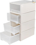 18 Qt. Plastic Desktop Organizer with Clear Drawers, 4-Pack, Stacking Drawers Unit for Closet, Office, Bathroom