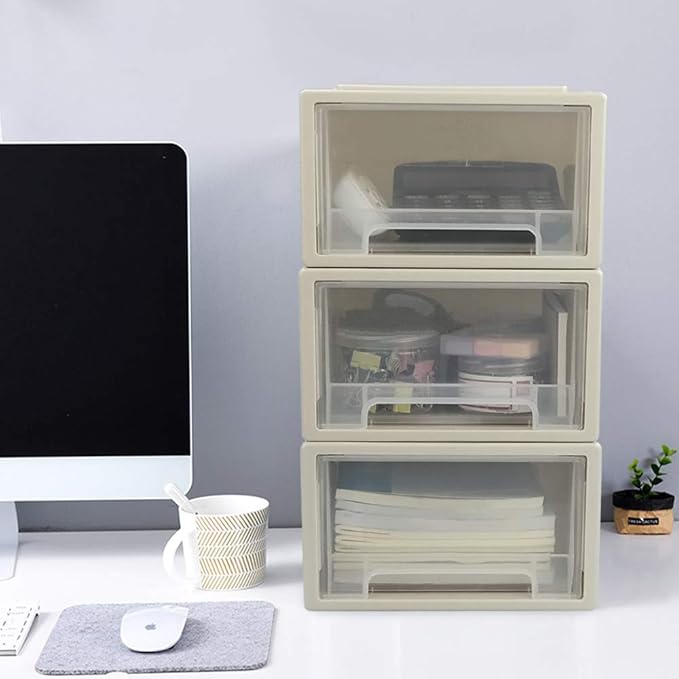 6 Quart Plastic Chest of Drawers, Desktop Office Organizer, 3 Pack