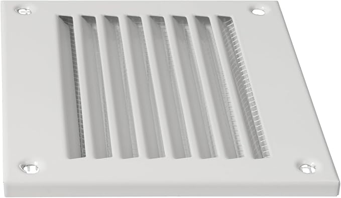Repa Market 4 x 4 Inch Air Vent Cover/White Galvanized Steel Louvered Grill Cover with Mesh Screen/Wall or Ceiling Vent/Durable Flush Mount HVAC Register for Indoor and Outdoor Ventilation
