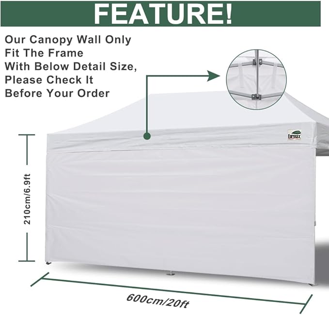 Eurmax USA Instant Canopy SunWall Camping Tent Tarp Shelter 10x20, Orange Sidewall Only