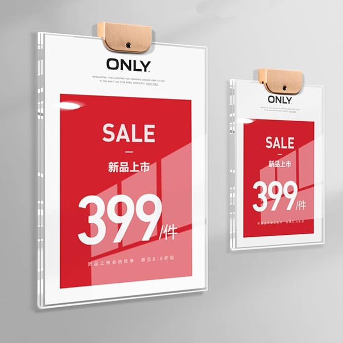 Wall Mount Acrylic Sign Holder with 3M Tape, Photo Menu Flyer Display Frames for Mall, Office, Home, Restaurant (Metal Horizontal A5 148×210mm/5.83×8.27inches)