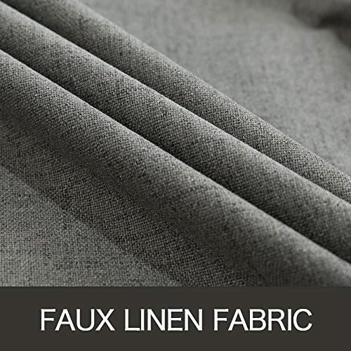 MIULEE Linen Texture Curtains for Bedroom Solid 100% Blackout Thermal Insulated Dark Grey Curtains Grommet Room Darkening Drapes Luxury Decor for Living Room Nursery 52x45 Inch (2 Panels)