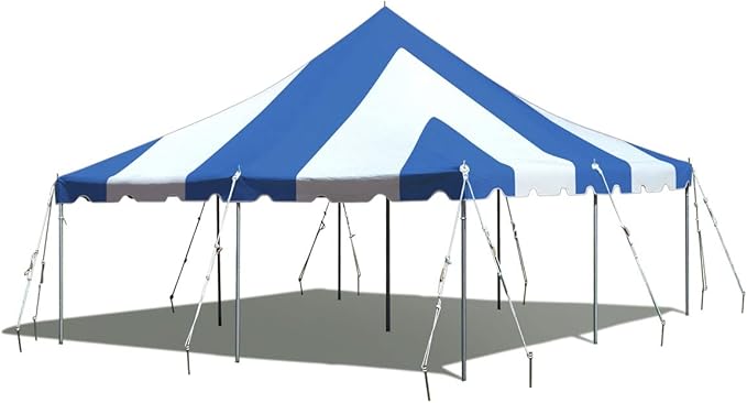 TentandTable 20' x 20' Premium Canopy Tent, Blue/White, Outdoor Pole Tent, 40-80 Person Capacity for Parties, Weddings, Events, Commercial and Residential Use, Large Heavy Duty Vinyl Canopy Tents