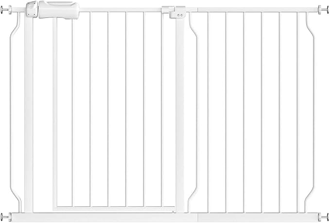 Fairy Baby Easy Step Safety Gates for Doorways Extra Wide Pet Gate for Dogs, 43.5 Inch to 48 Inch with Pressure Mounted Extention Kit, White