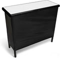 PartyLife New & Improved Portable Bar Table w/Folding Legs, 2 Bar Skirts, Heavy-Duty Storage Shelf & Carrying Case - White