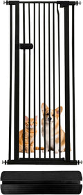 Lumizone Extra Tall Cat Gate 61.02" High Pressure Mounted Extra Wide 2025 New (17 Sizes) 1.37" Gap No Drilling Auto-Close One-Handed Operation Tall Pet Gate for Dogs(Black, 61.02" H x 26.18"-29.91" W)