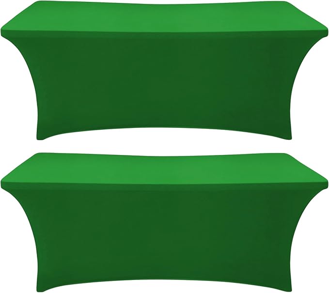 SEPARO 2 Pack 6 Ft Forest Green Table Cover Fitted Rectangular Tablecloth Stretchable Fabric Table Cloth 6 ft Wrinkle-Free for Party Tradeshows Banquet Weddings Cocktail
