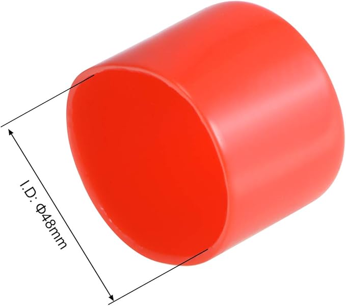 uxcell 4pcs Rubber End Caps 48mm ID Vinyl Round End Cap Cover Screw Thread Protectors Red, 40mm Height
