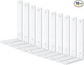 White Heavy Duty Shelf Brackets 8 Inch (10 Pack), Rustic L Floating Shelf Brackets, Wall Shelf Bracket for DIY Decorative with Mounting Hardware.