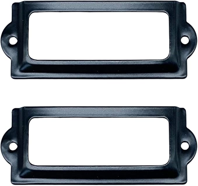 [24 Pack] Black Office Library File Drawer Cabinet Card Tag Label Holder Metal Frame 83mm x 30mm