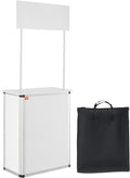VEVOR Promotion Counter Table, Portable Tradeshow Podium Table, 30.91" x 14.96" x 71.46", Display Exhibition Counter Stand Booth Fair with Wall, Pop Up Podium with Storage Rack/Carrying Bag