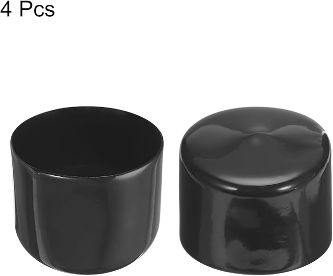 uxcell 4pcs Rubber End Caps 59mm ID Vinyl Round End Cap Cover Screw Thread Protectors Black, 40mm Height