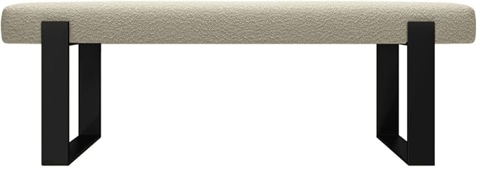 VANT Upholstered Bed Bench - Boucle Beige - Matte Black - Contemporary Modern, Bedroom Bench Seat, Hallway, or Entryway