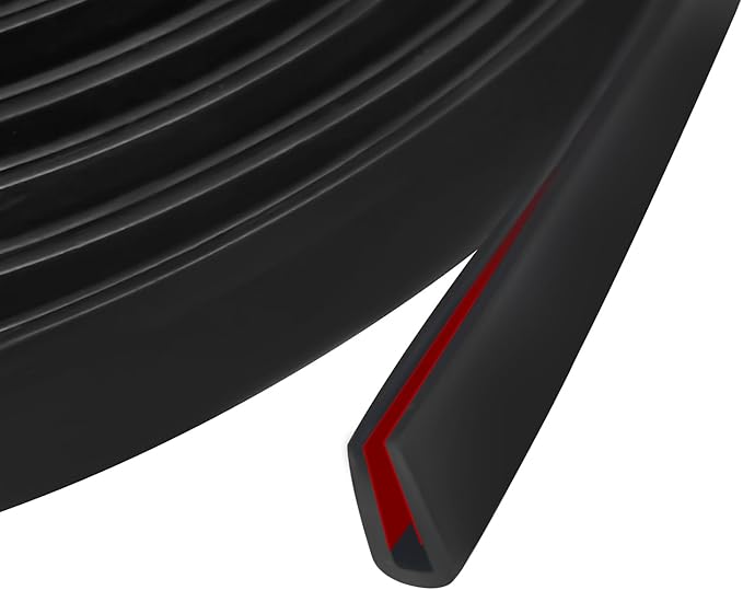 Edge Trim, 3/32"(2mm) Rubber Edge Trim, Flexible Self Adhesive U Channel Edge Protector for Sharp Edge, Sheet Metal and Car Doors, Peel and Stick Auto Door Guard, Black Color, 20Ft