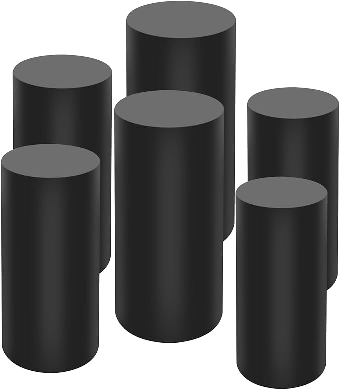 Cake Pedestal Stands for Party 6PCS Dessert Table Display Plinth Pillars Black Round Cylinder Pedestal Stands for Wedding Sculpture Display Column Decoration Cube (6PCS-Cylinder-Black)