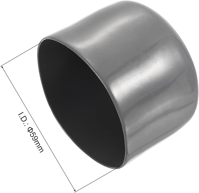 uxcell 4pcs Rubber End Caps 59mm ID Vinyl Round End Cap Cover Screw Thread Protectors Dark Grey, 40mm Height