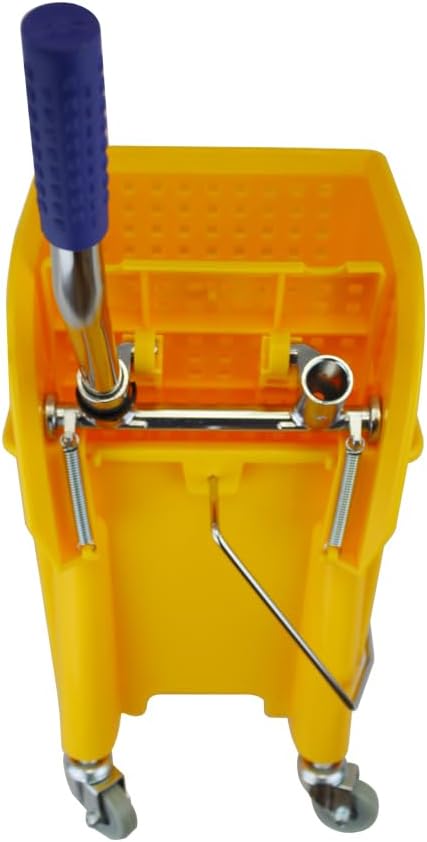 20L Rolling Janitorial Cleaning Mop Bucket Commercial Restaurant with Down Press Wringer, Random Color