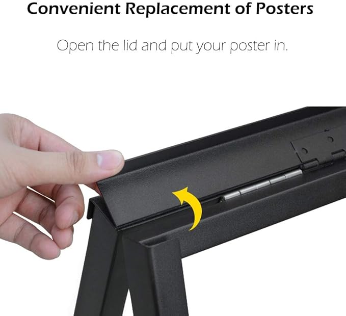 A Frame Sidewalk Sign 24x36 Inches Sandwich Board Signs Outdoor, Heavy Duty Double-Sided A Frame Sign Holder with 2 Anti-Glare Covers & Corrugated Plastic Boards, 2 Pack