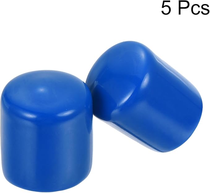 uxcell 5pcs Rubber End Caps 22mm ID Vinyl Round Tube Bolt Cap Cover Screw Thread Protectors Blue