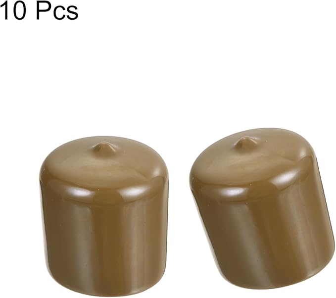 uxcell 10pcs Rubber End Caps 33mm(1 5/16") ID Vinyl Round End Cap Cover Screw Thread Protectors Light Brown