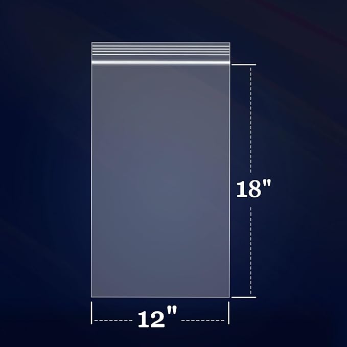 iMailer - 500 Count - 12" x 18" Large Zip Bags - Clear Reclosable Zip Plastic Poly Bags for Storage, Clothing, T-Shirts, Pants