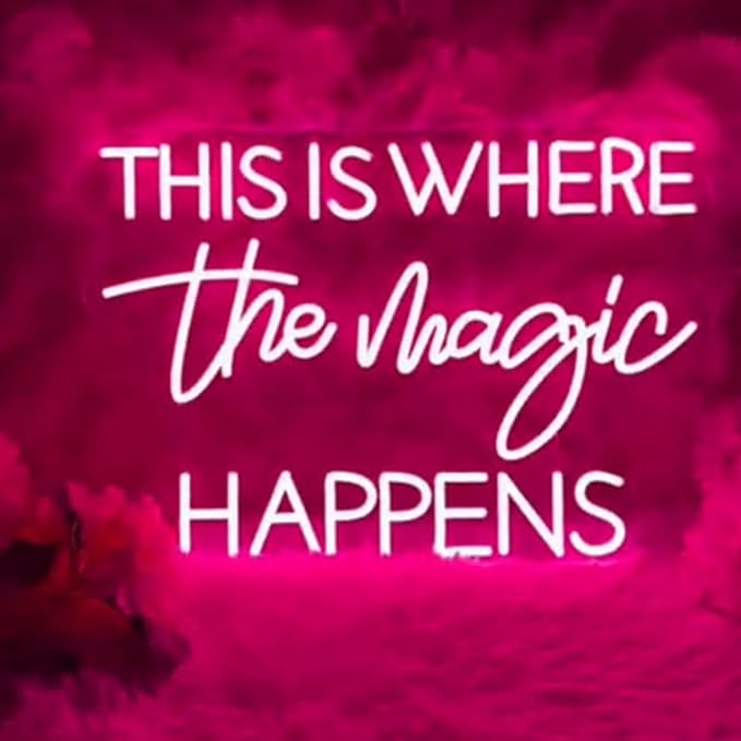 This Is Where The Magic Happens Neon Sign,30inches Custom Beauty Salon Neon Decor,LED Sign for Beauty Room,Pink Beauty Office Sign,Wedding Party Sign