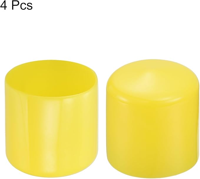 uxcell 4pcs Rubber End Caps 42mm ID Vinyl Round Tube Bolt Cap Cover Screw Thread Protectors Yellow, 40mm Height