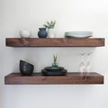 Urbandi Modern Floating Shelves 3 Inches Thick for Wall, Wide Shelves for Kitchen, Living Room, Bedroom, and Bathroom, Natural Pine Wood, Rustic Wooden Shelf, (Set of 2) (Provincial, 24Lx3Hx6D)