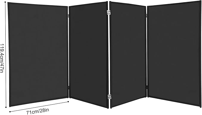 DJ Foldable Facade DJ Facade Table Station Portable Event Booth with 4 Detachable Panels Black Metal Frame Projector Display Scrim Panel with Carry Bag-28x47inch