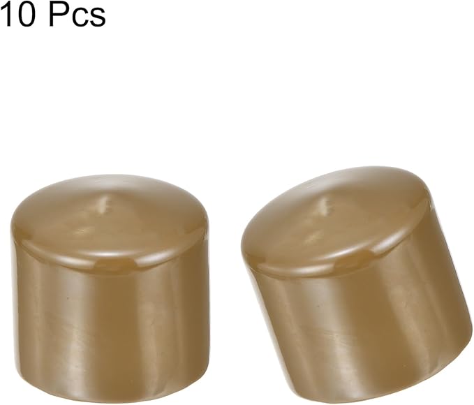 uxcell 10pcs Rubber End Caps 50mm(2 Inch) ID Vinyl Round End Cap Cover Screw Thread Protectors Light Brown