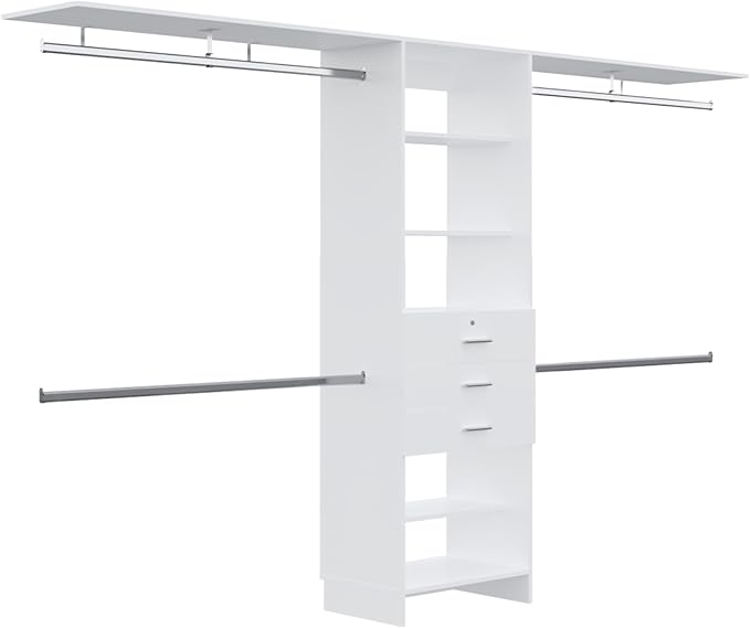 5 Shelf 3 Drawer Closet System for Versatile Storage in Closets, Garages, or Utility Rooms