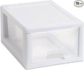 Sterilite 18-Pack 6 Quart Stacking Drawer, Clear Storage Closet Organizer, White Frame - Stackable Modular Plastic Drawers for Clothes, Accessories, Craft Supplies, Shoes or Linens