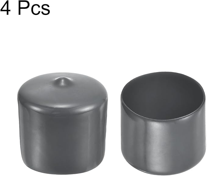 uxcell 4pcs Rubber End Caps 1 7/16"(36mm) ID Vinyl Round End Cap Cover Screw Thread Protectors Dark Grey, 30mm Height