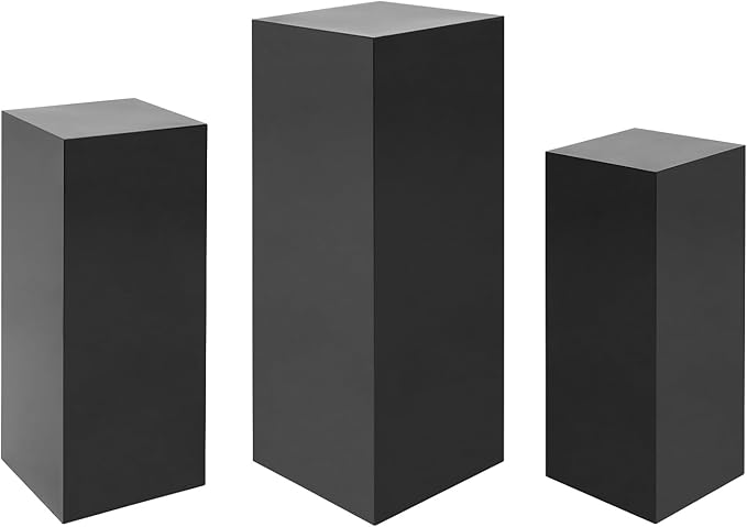 Cake Pedestal Stands for Party 3PCS Dessert Table Display Plinth Pillars Black Square Pedestal Stands for Wedding Sculpture Display Column Decoration Cube (3PCS-Square-Black)