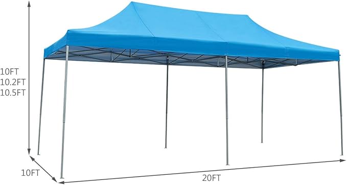 Tangkula 10’ X20’ Carport Tent Pop Up, Commercial Instant Canopy with Tent Peg, Waterproof Wedding Canopy with Wind Rope, Outdoor Shelter Pavilion for Parties Camping, Gazebo with Carry Bag