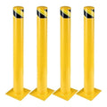 4-Pack 36 Inch Steel Safety Bollard Post, 4.5 Inch Diameter Metal Safety Bollard with 16 Anchor Bolts for Driveway Barrier, Parking Pole, Traffic Control