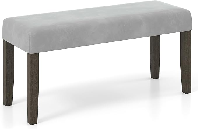 Giantex 42" Upholstered Dining Bench with Velvet Padded Seat, Rubber Wood Legs, 800 Lbs Capacity, Entryway Bench for Bedroom End of Bed, Dining Room, Hallway, Living Room, Kitchen (Grey, 1-Pack)