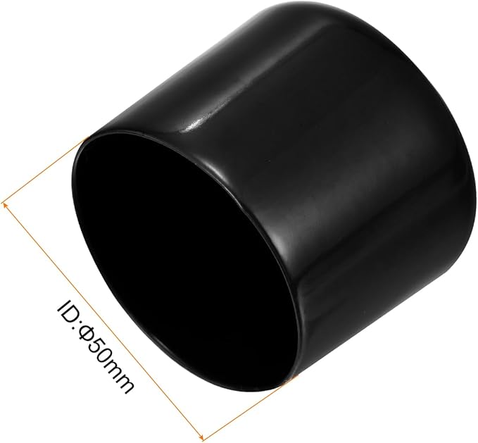 uxcell 5pcs Rubber End Caps 2"(50mm) ID Vinyl PVC Round Tube Bolt Cap Cover Screw Thread Protectors Black