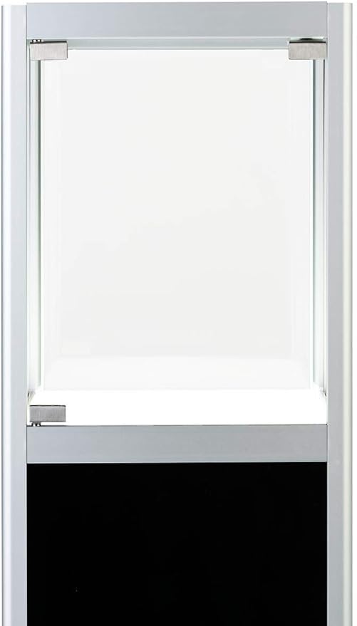 Displays2go Pedestal LED Display Case, Illuminated Panels, Rechargeable - Silver (LEDDCPSLV)