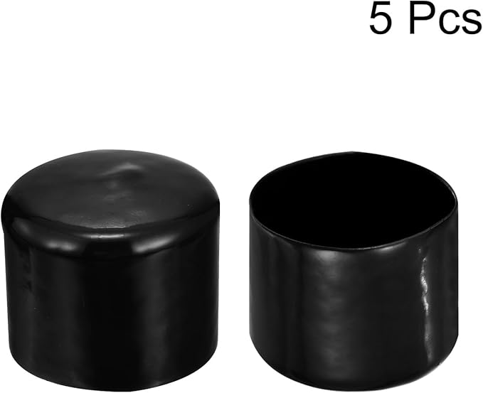 uxcell 5pcs Rubber End Caps 2 1/16"(52mm) ID Vinyl PVC Round Tube Bolt Cap Cover Screw Thread Protectors Black
