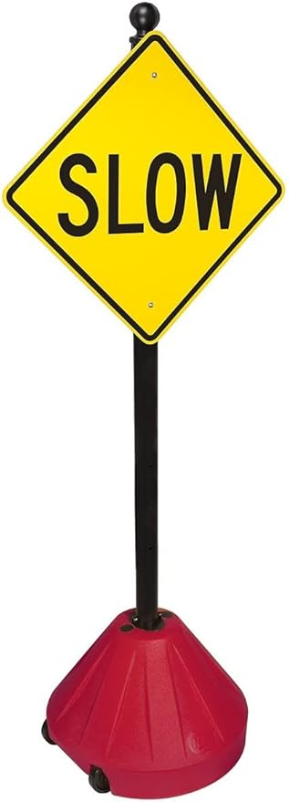 Tip-n-Roll Portable Pole 2 Sign Holder | 18"w x 12"h Wheeled Base | Red Base, 60”h Pole(PP2-RED-60P)